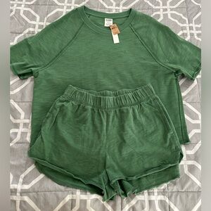 Victoria's Secret PINK Green & Beige Shorts and matching green top